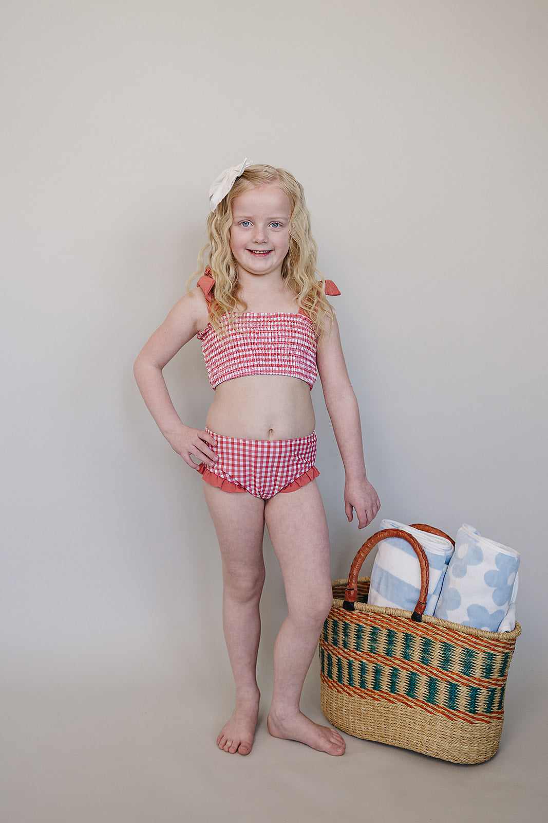 gingham ruched bikini set