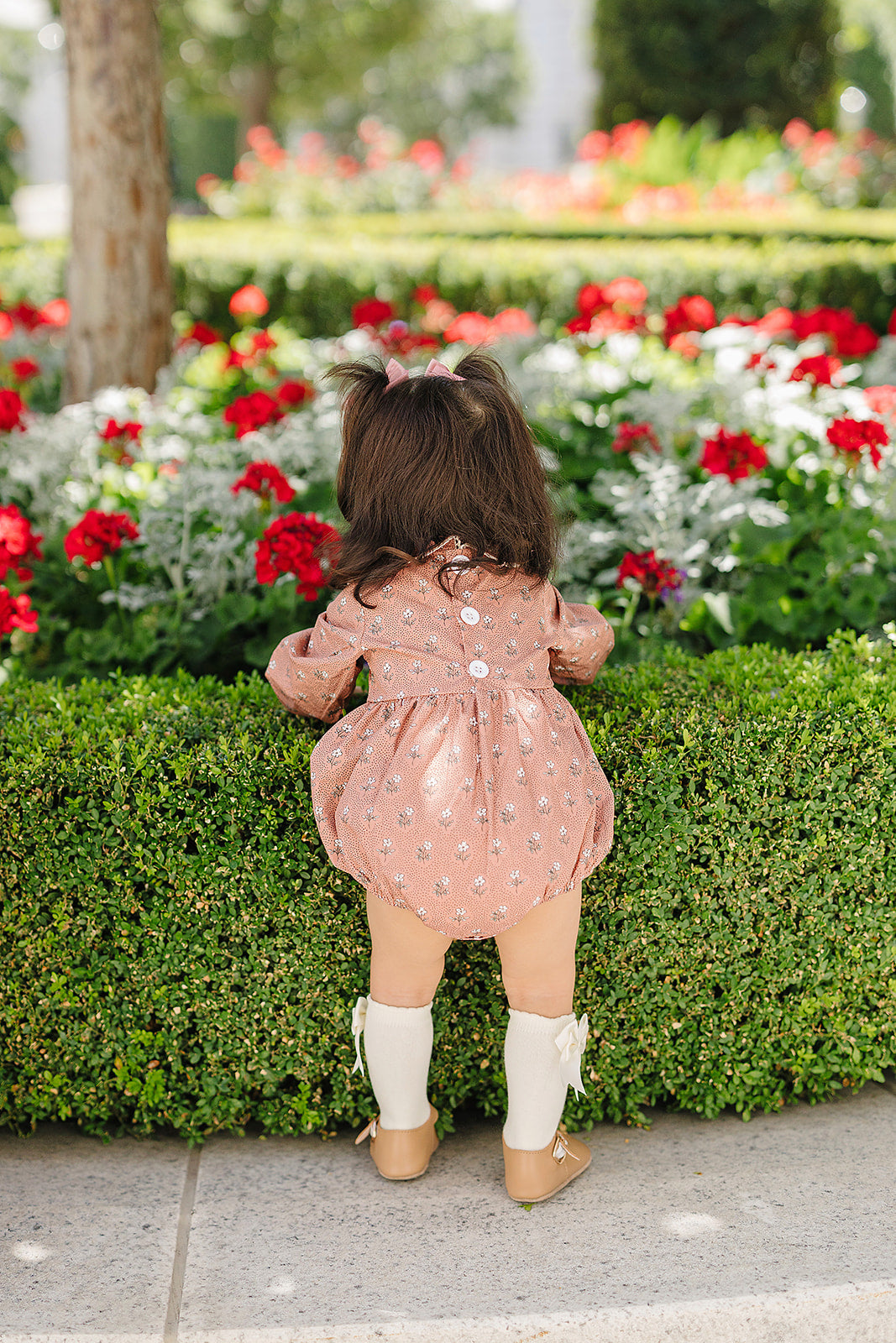 vintage pink floral bubble romper