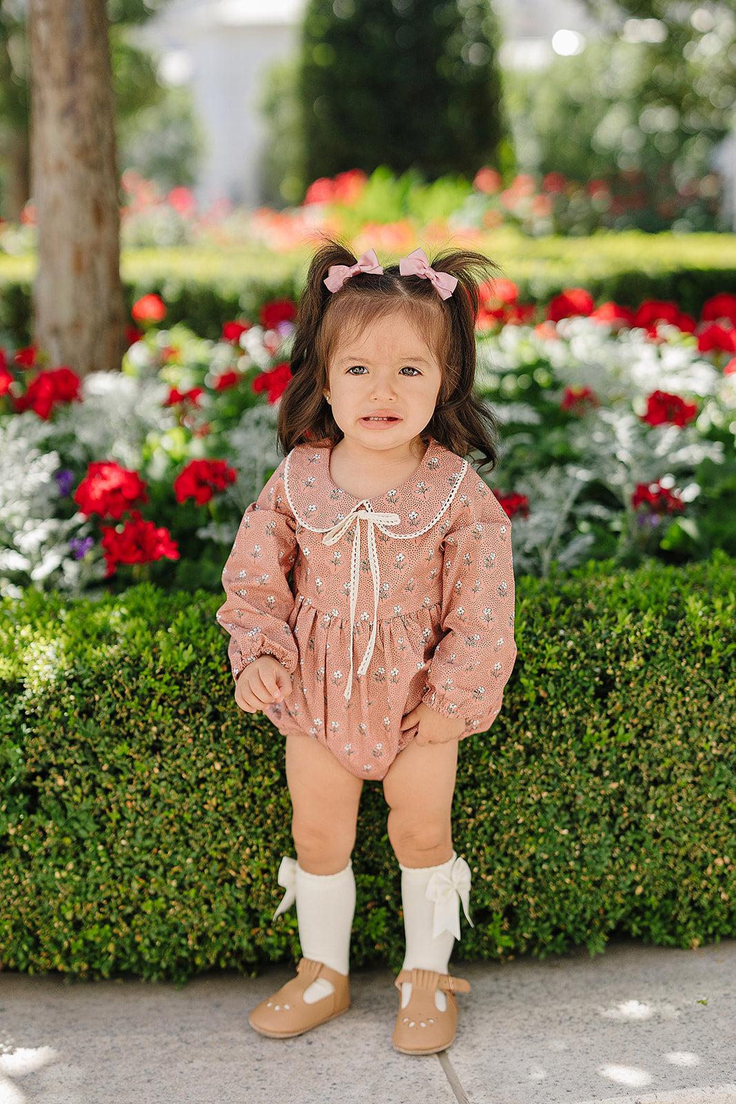 vintage pink floral bubble romper