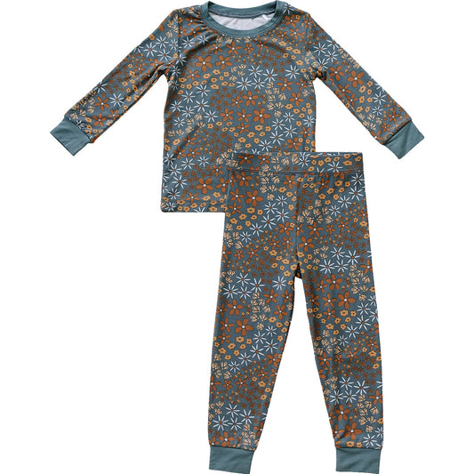 navy floral bamboo pajamas // LONG-SLEEVE TWO-PIECE SET