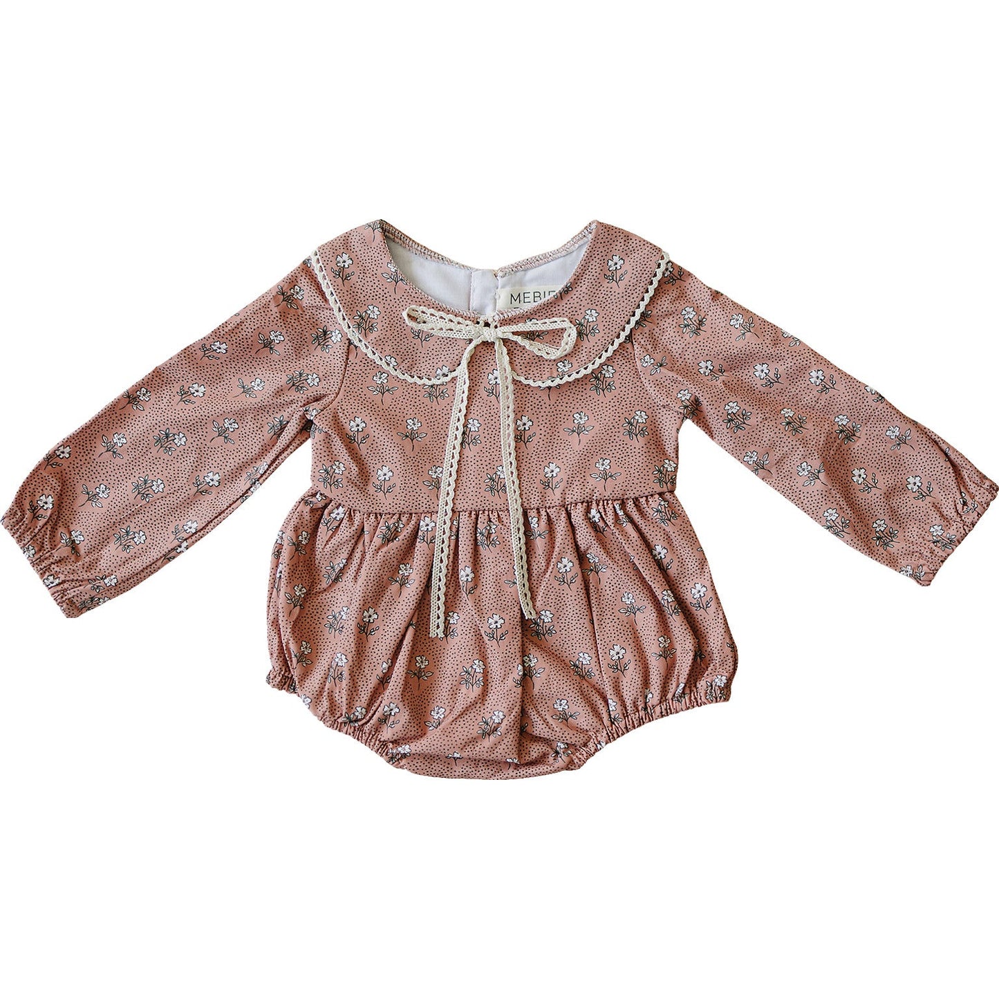 vintage pink floral bubble romper