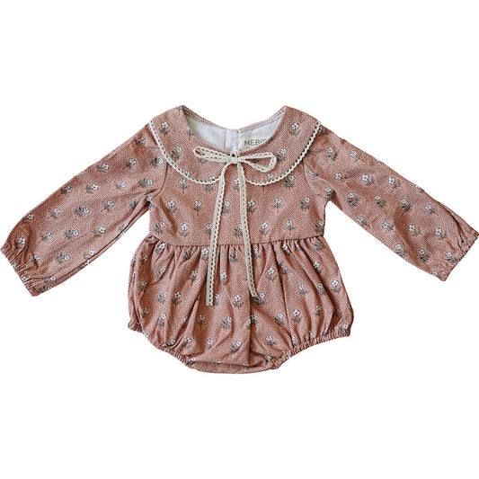 vintage pink floral bubble romper