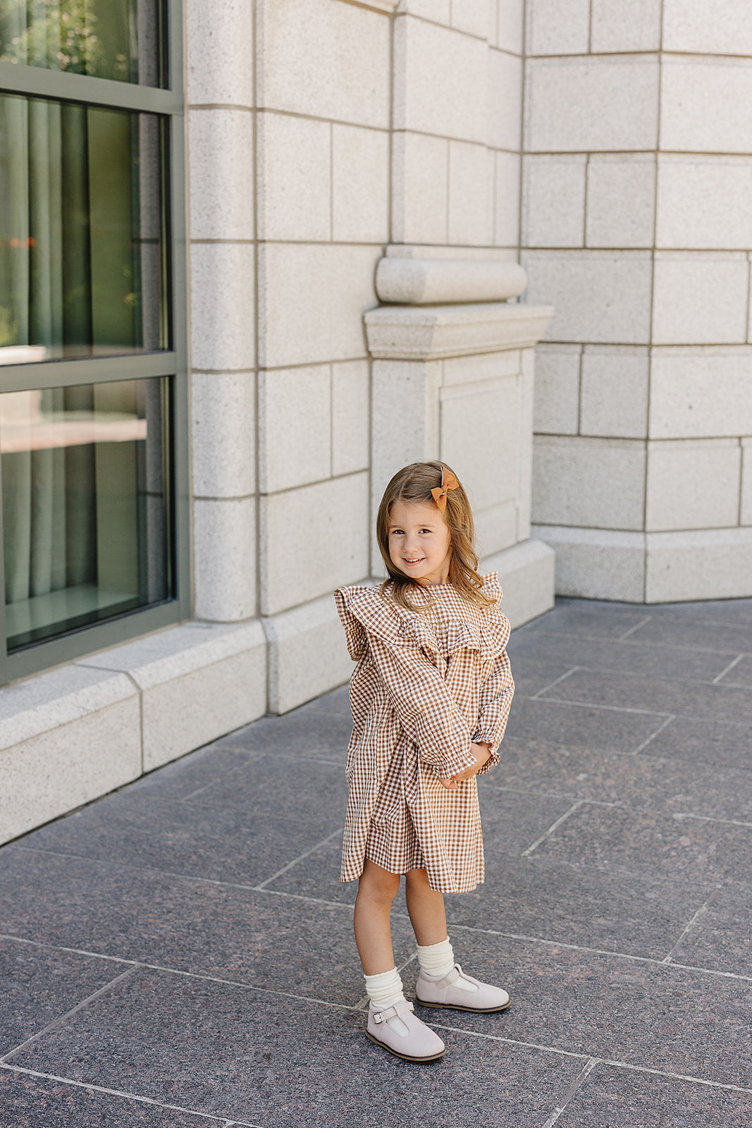 gingham ruffle dress