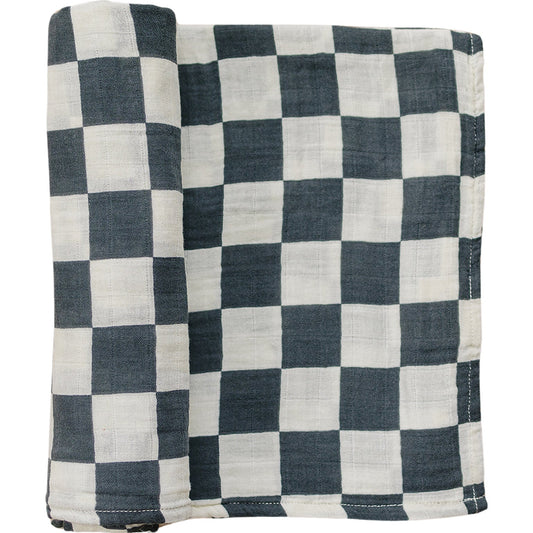 muslin swaddle blanket // charcoal checkered