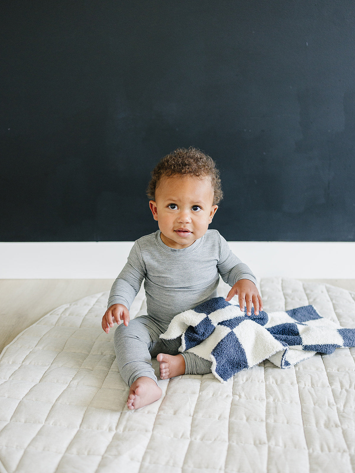 plush blanket // navy checkered