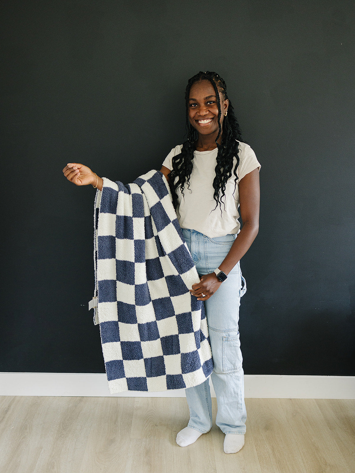 plush blanket // navy checkered