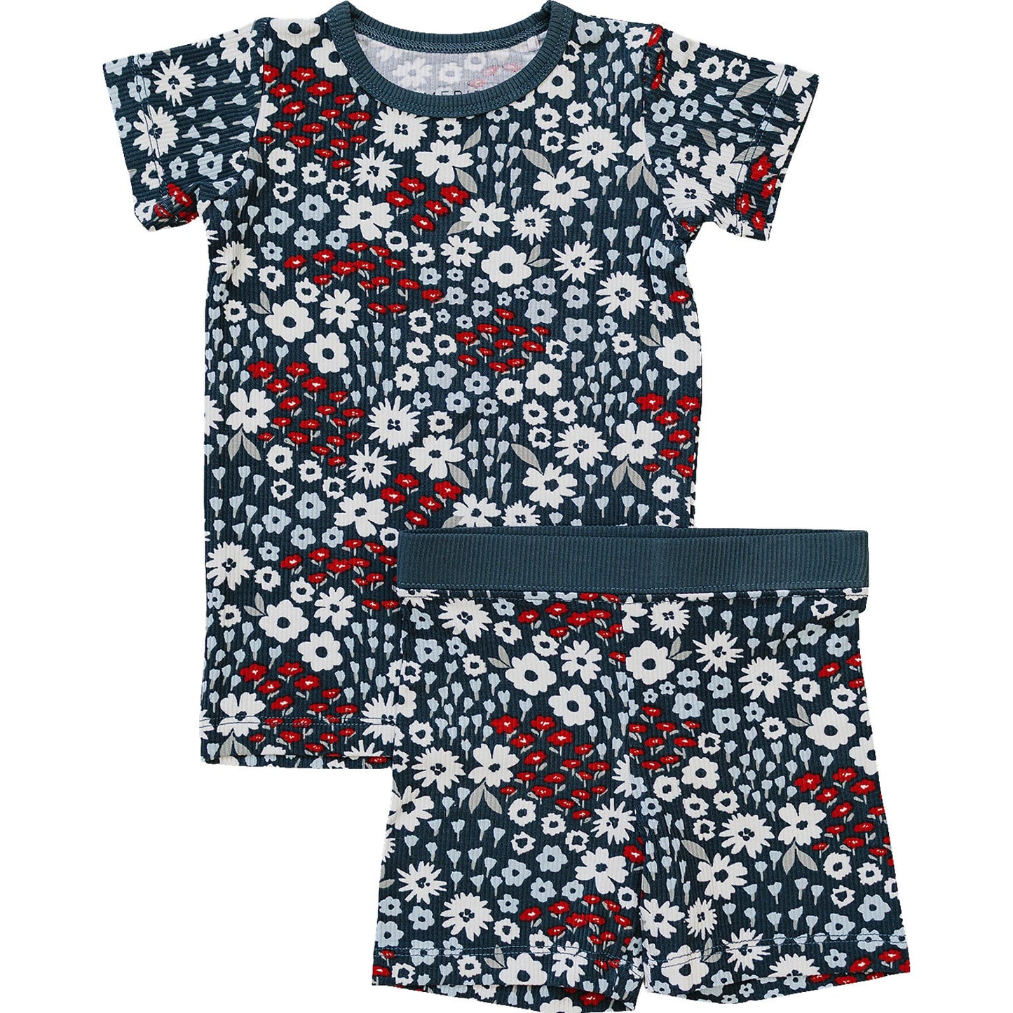 americana floral ribbed bamboo pajamas // SHORT-SLEEVE AND SHORTS SET (sizing up to 9/10y)