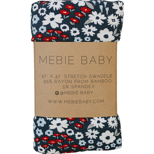 ribbed bamboo stretch swaddle // americana floral