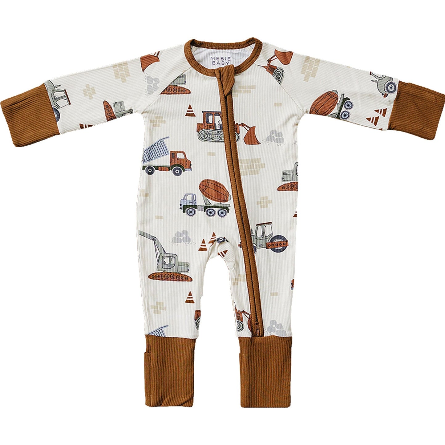 construction trucks ribbed bamboo pajamas // ZIPPY