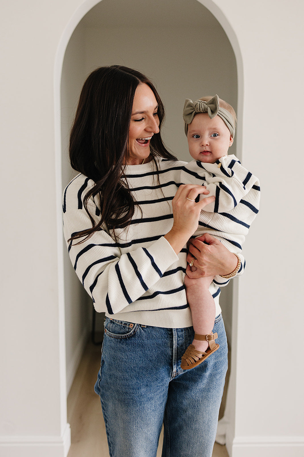 knit sweater // navy stripe