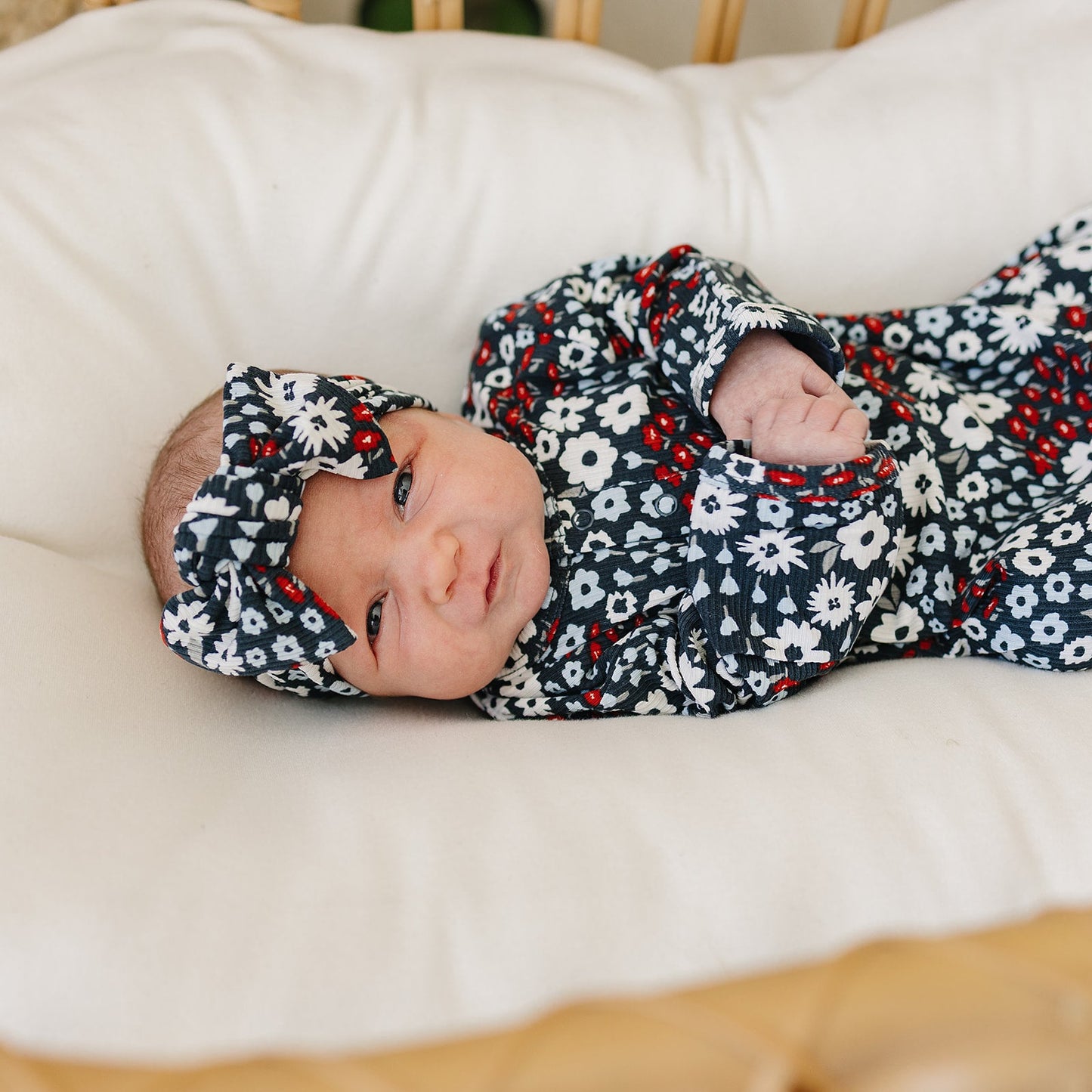 ribbed bamboo head wrap // americana floral