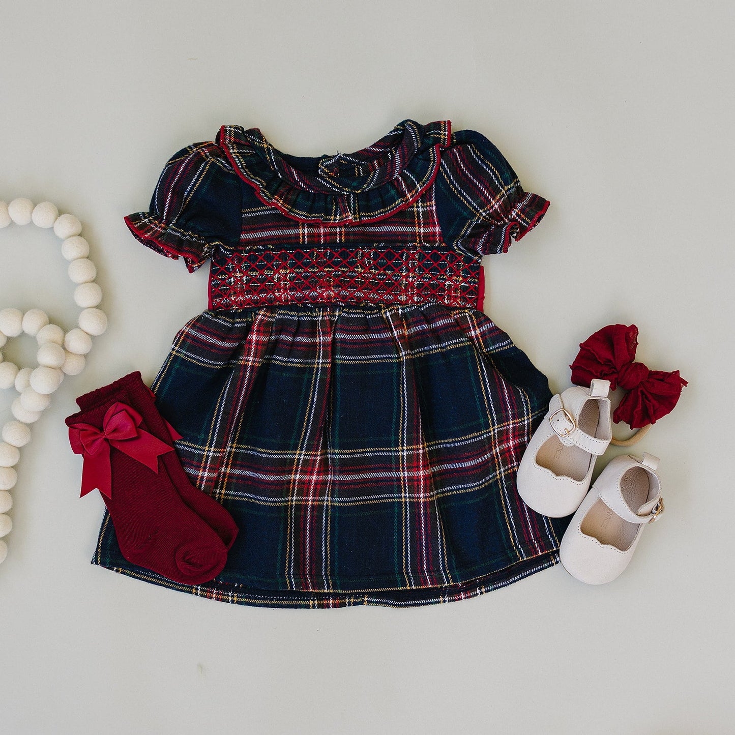 christmas plaid smocked dress
