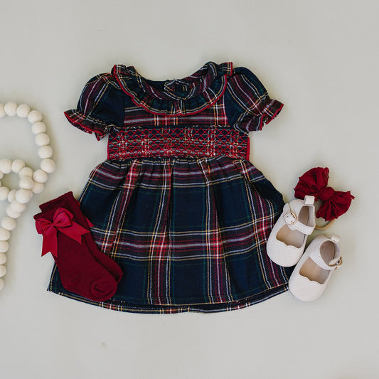 christmas plaid smocked dress