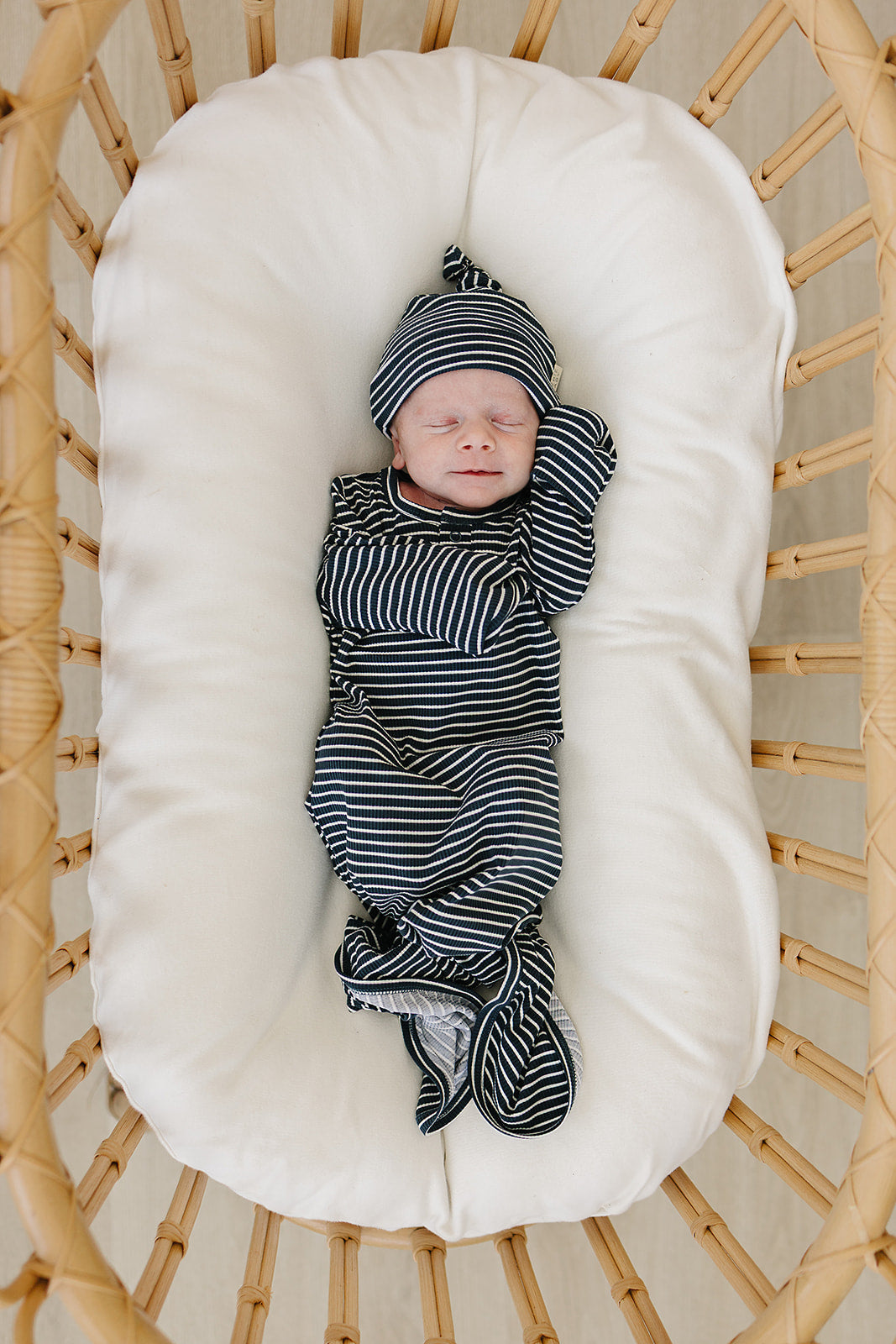 bamboo knot gown // navy stripes