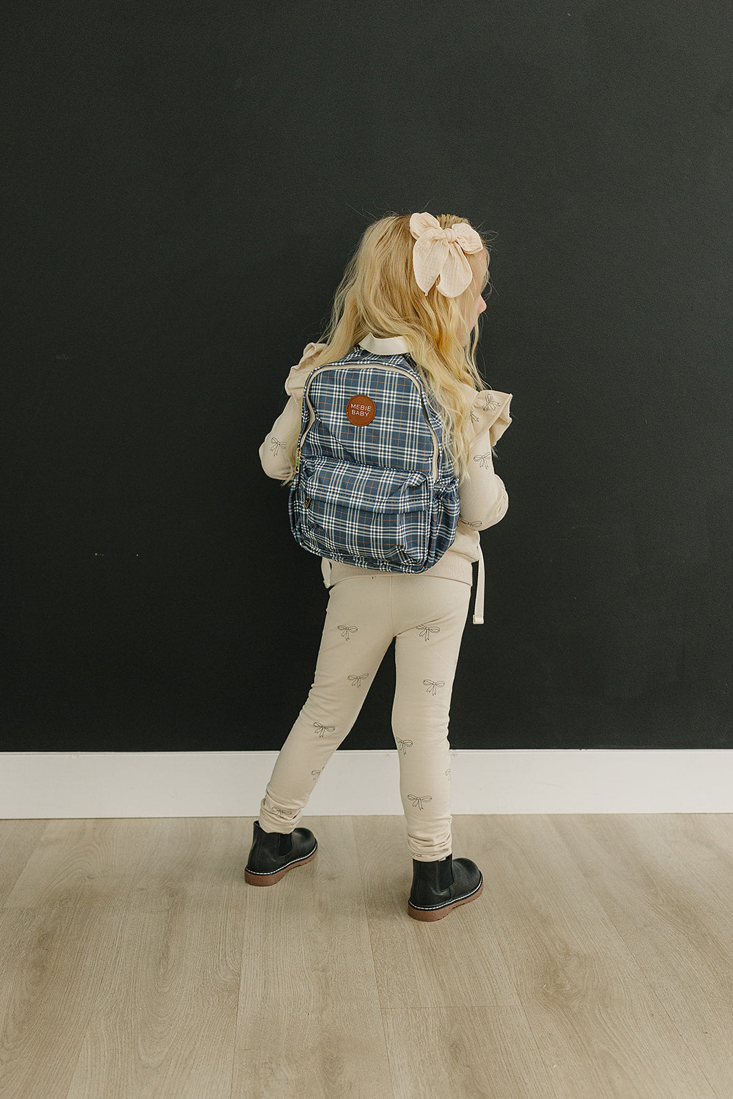 mini backpack // navy plaid