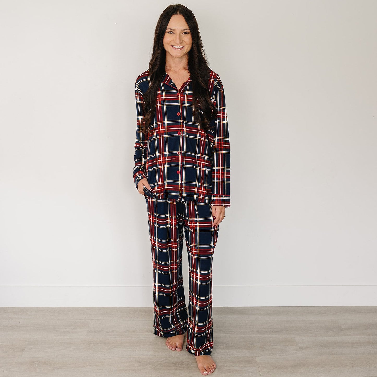 adult christmas plaid bamboo pajama set (*comes in baby/child match* size up for looser fit!)