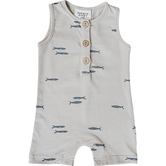grey fish shorts romper