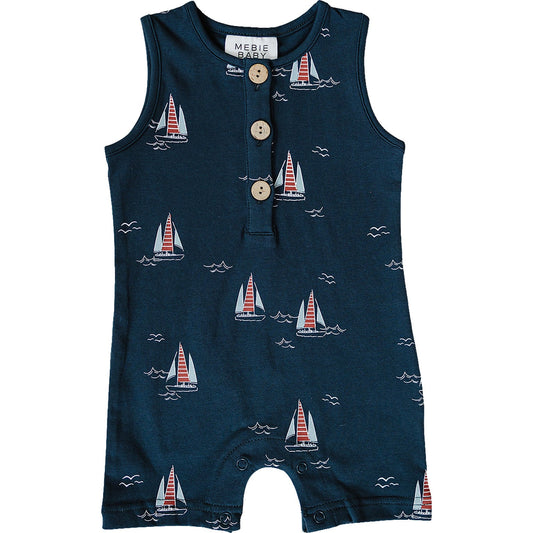 sailboat short romper