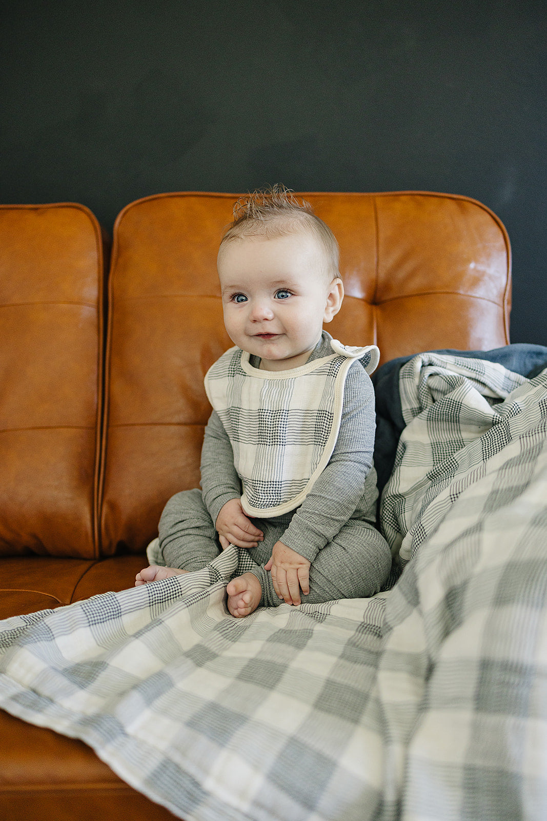muslin quilt // coastal plaid + navy