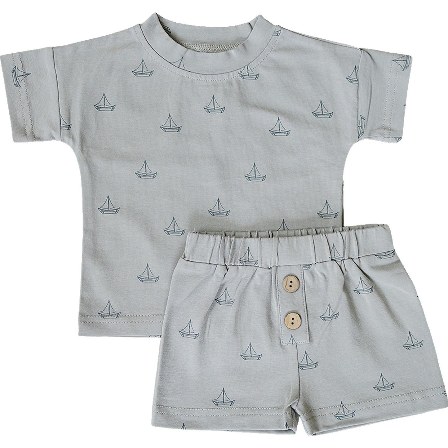 sailboat button shorts set