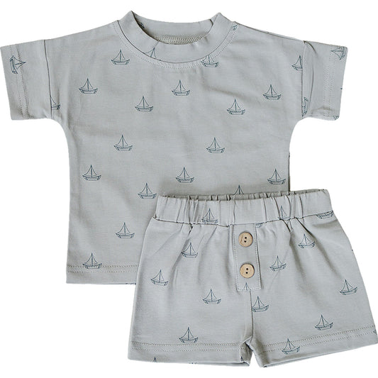 sailboat button shorts set