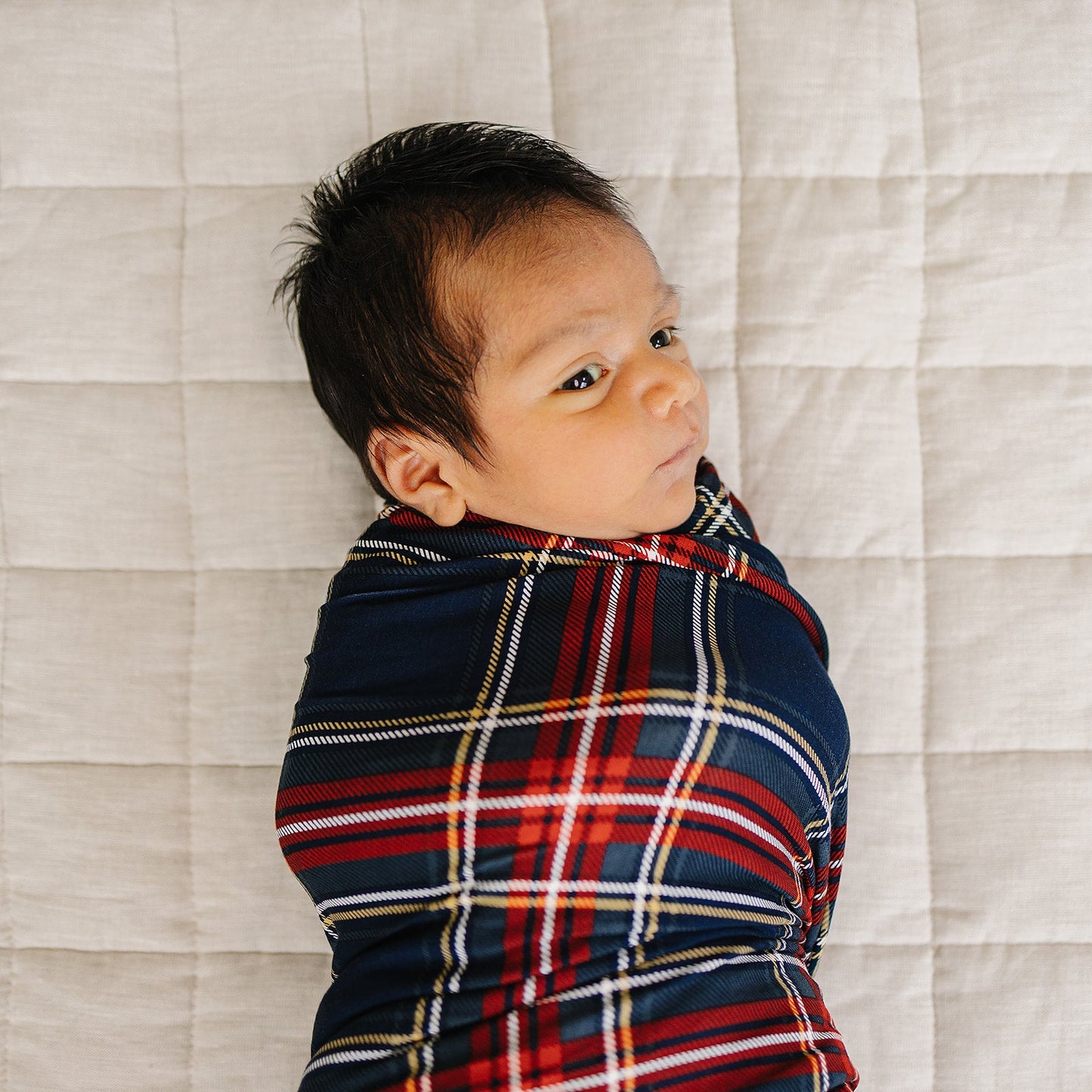 bamboo stretch swaddle // christmas plaid