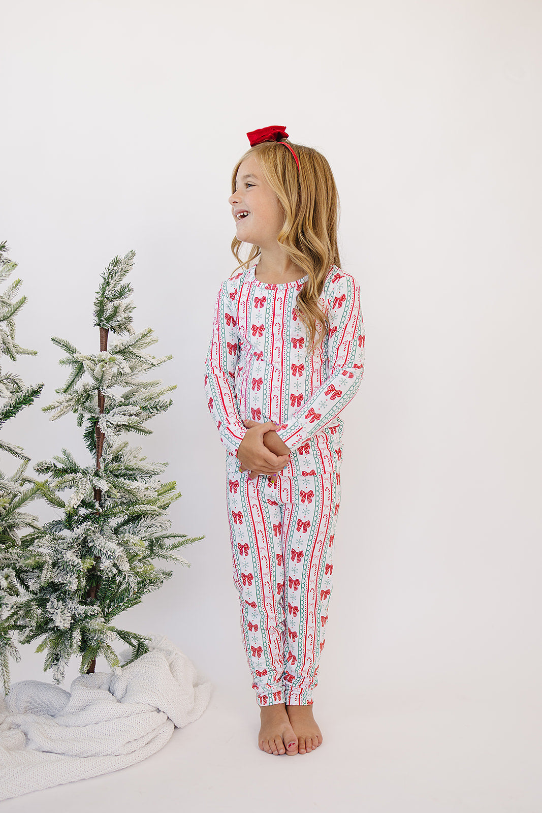 candy cane bows bamboo pajamas // LONG-SLEEVE TWO-PIECE SET