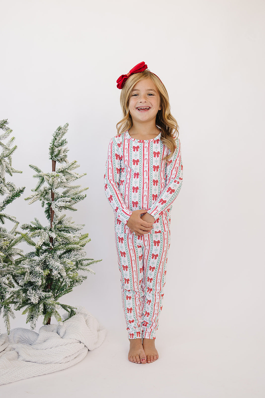 candy cane bows bamboo pajamas // LONG-SLEEVE TWO-PIECE SET