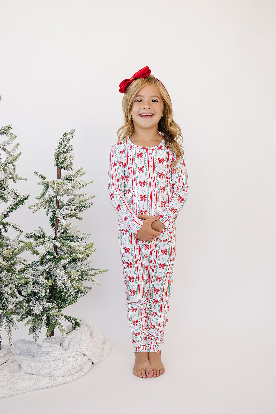 candy cane bows bamboo pajamas // LONG-SLEEVE TWO-PIECE SET