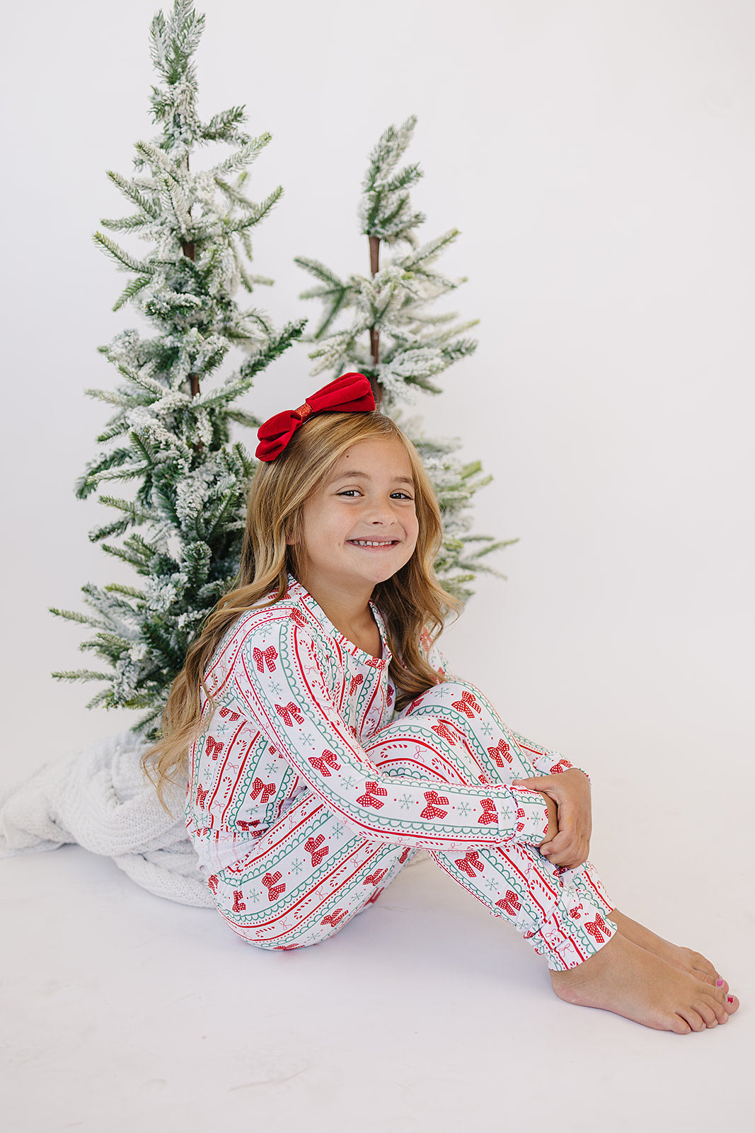 candy cane bows bamboo pajamas // LONG-SLEEVE TWO-PIECE SET