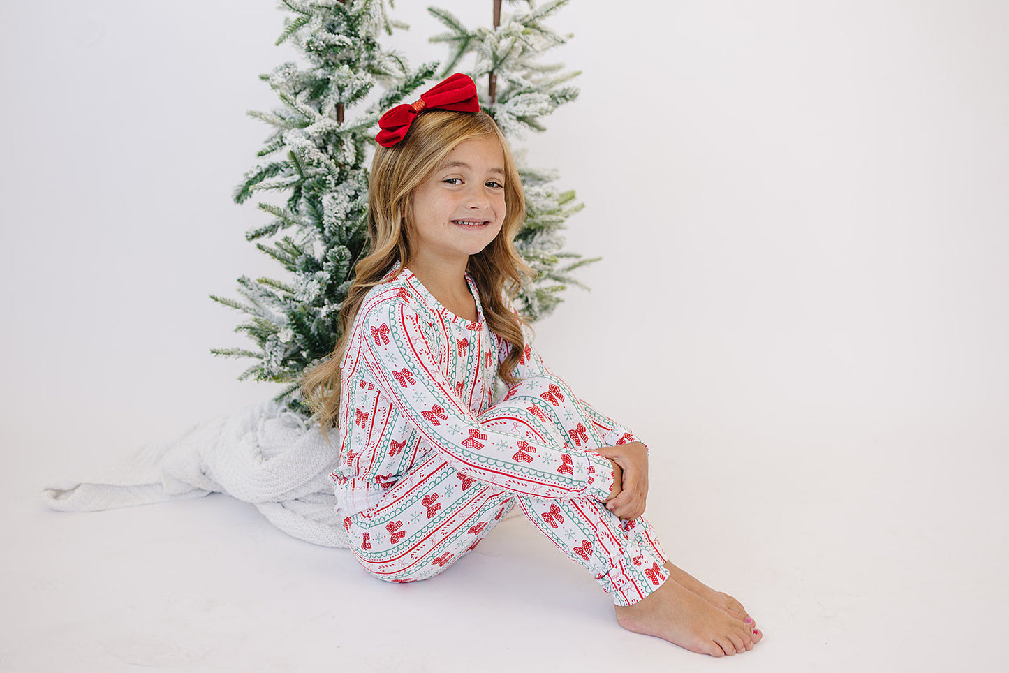 candy cane bows bamboo pajamas // LONG-SLEEVE TWO-PIECE SET