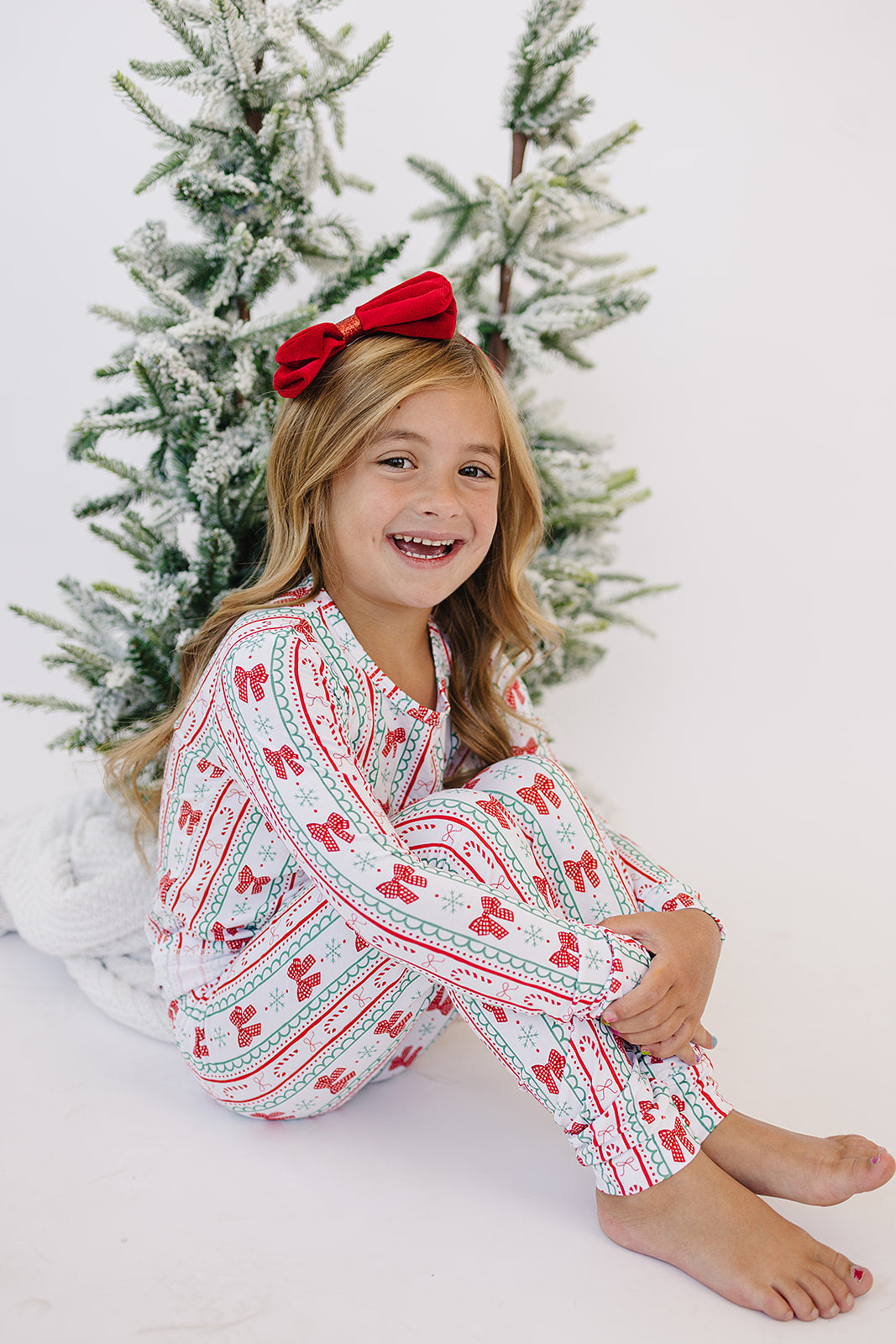 candy cane bows bamboo pajamas // LONG-SLEEVE TWO-PIECE SET