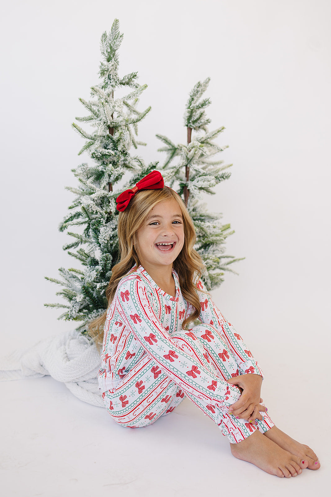 candy cane bows bamboo pajamas // LONG-SLEEVE TWO-PIECE SET