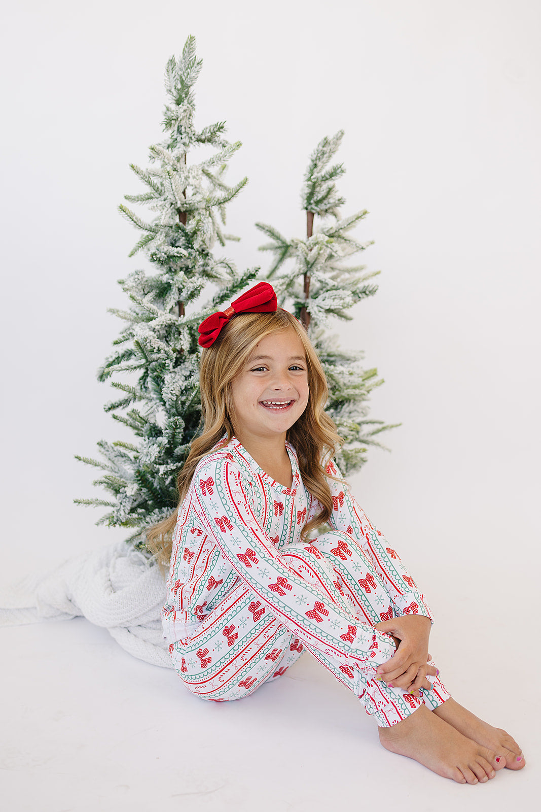 candy cane bows bamboo pajamas // LONG-SLEEVE TWO-PIECE SET