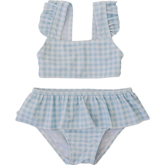 ruffle bikini set // light blue gingham (sizing up to 9/10)