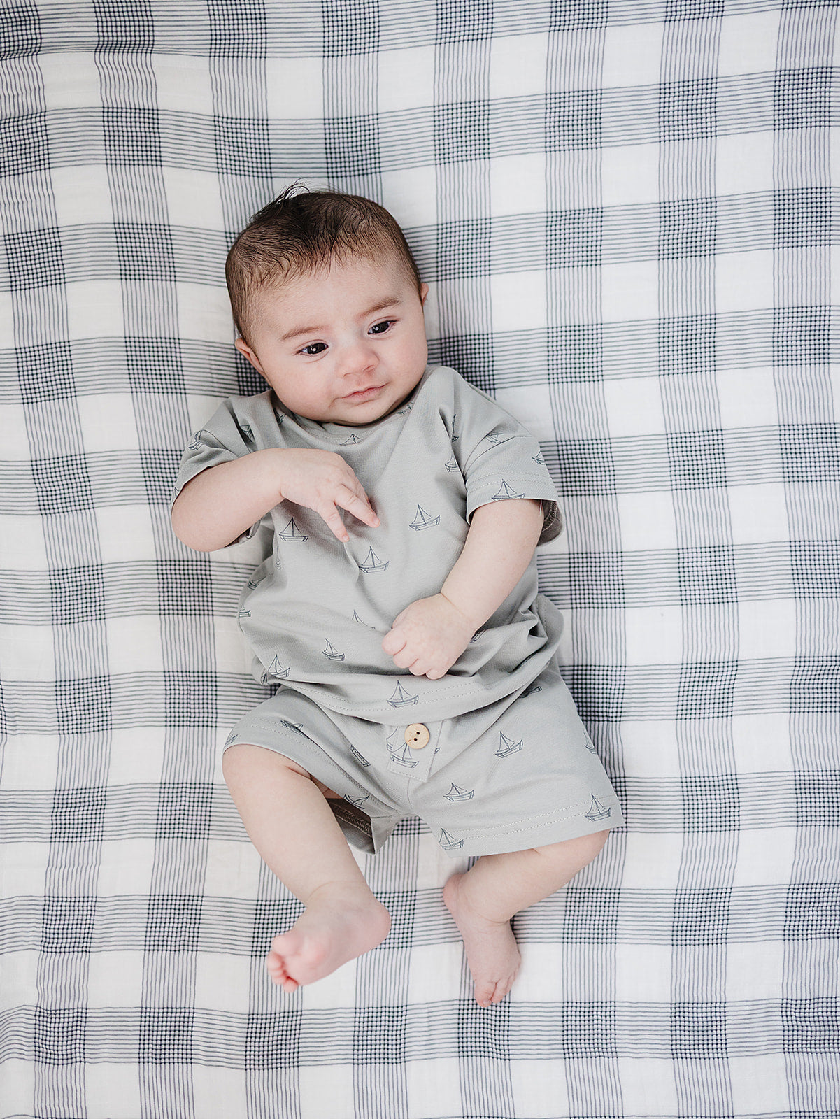 sailboat button shorts set