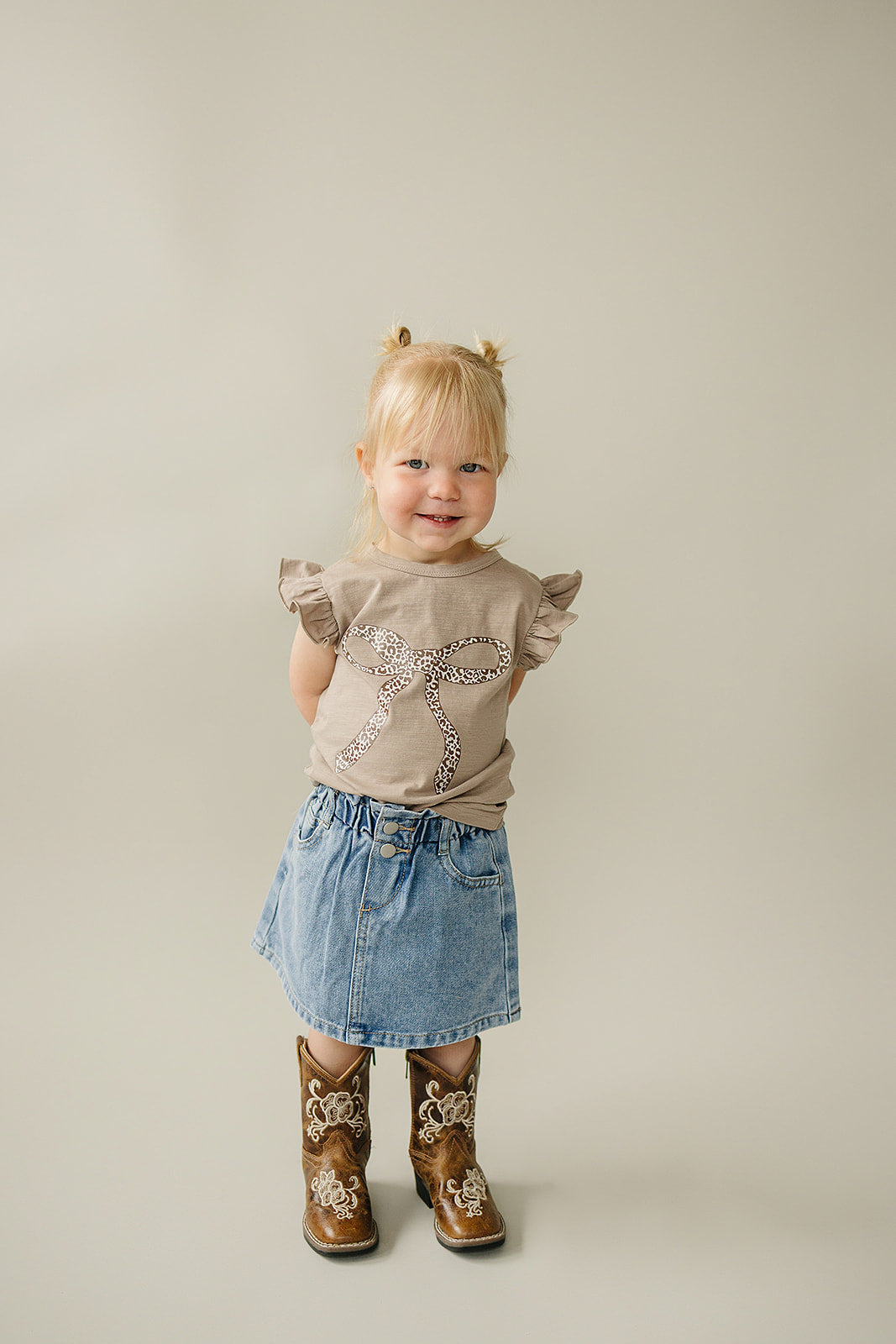 cheetah bow ruffle tee