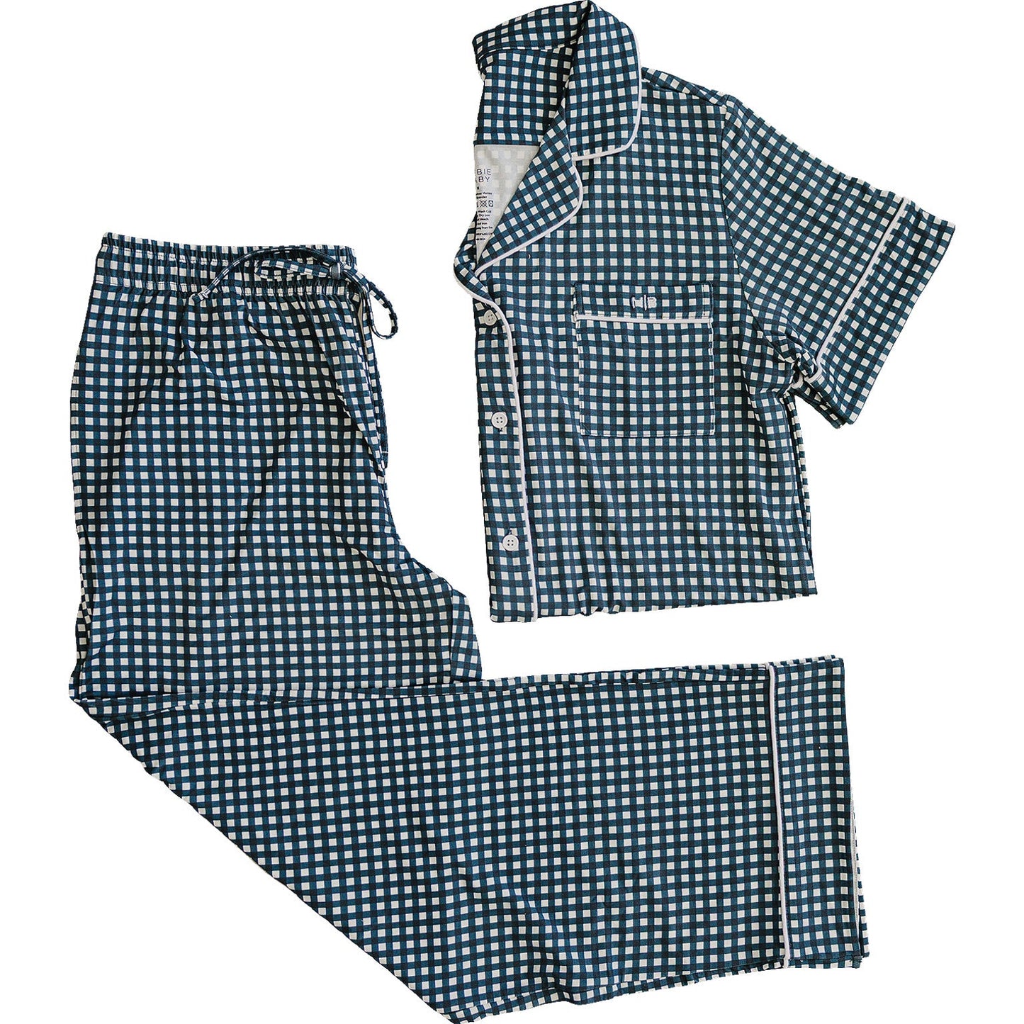 women's navy gingham pajama set (comes in baby/kids matching)