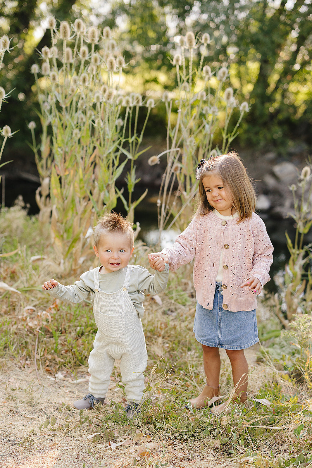 grey knit overalls