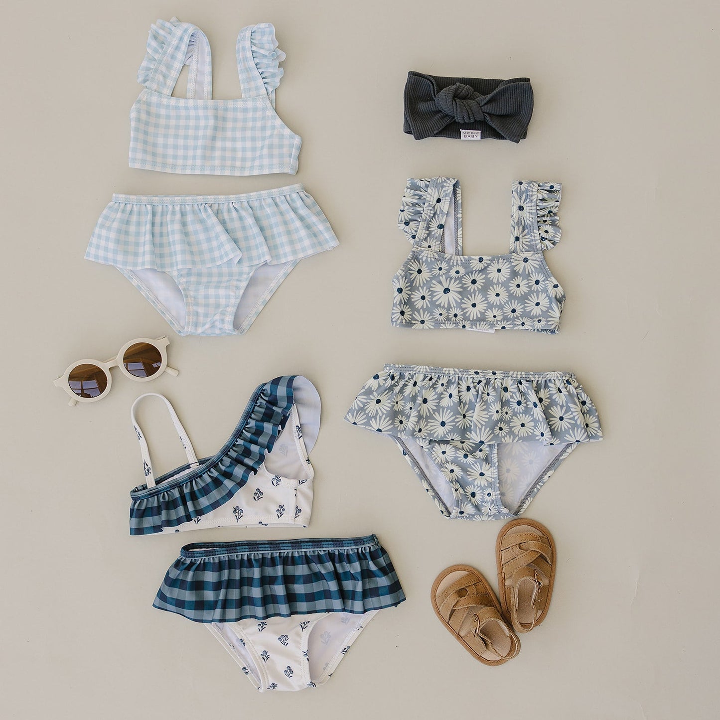 ruffle bikini set // light blue gingham (sizing up to 9/10)