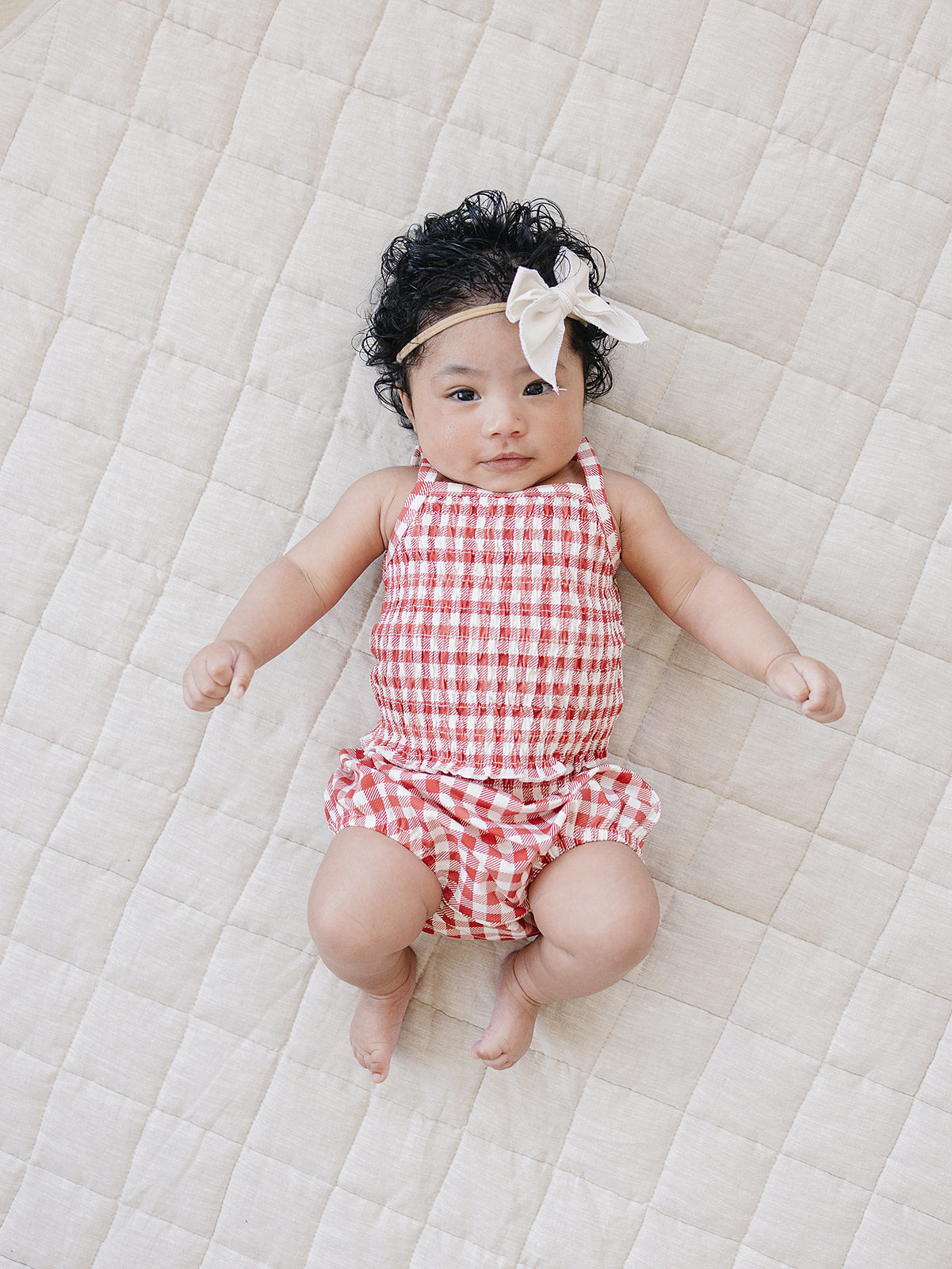 gingham ruched bloomer set