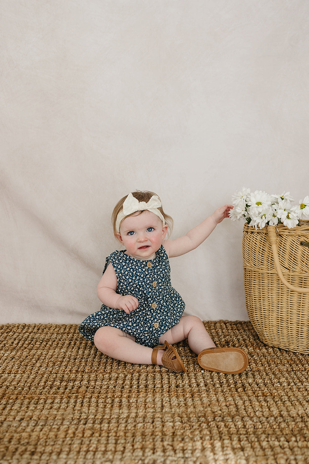 navy floral bubble romper