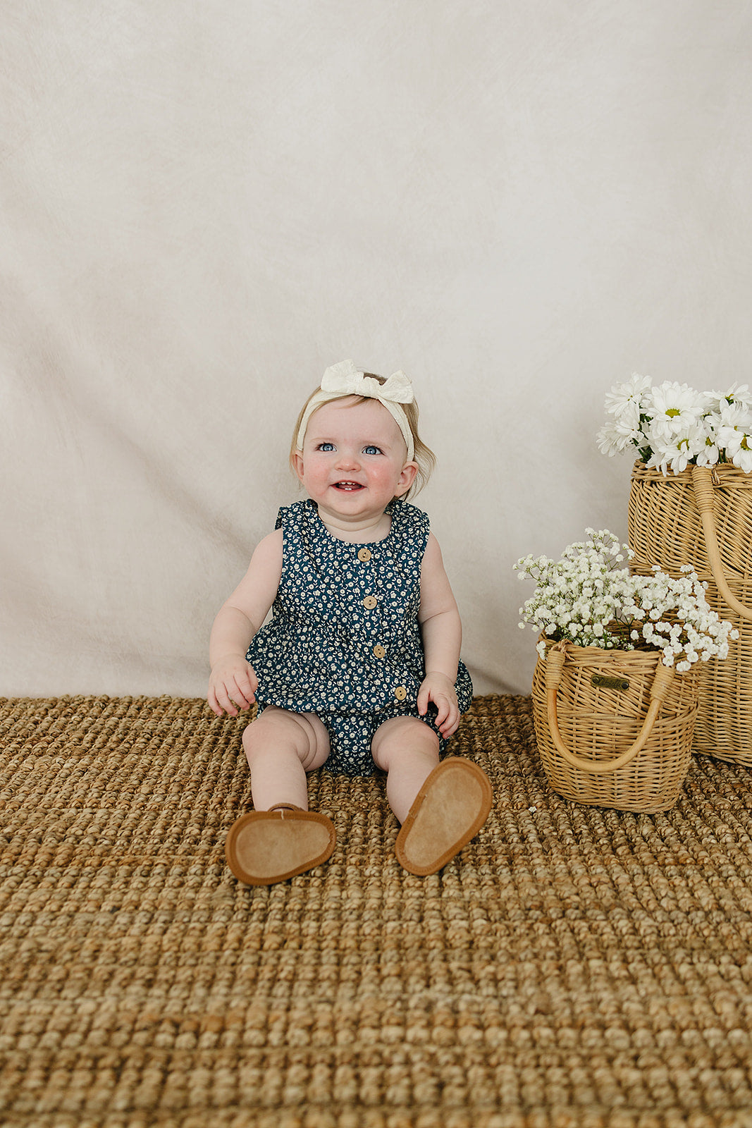 navy floral bubble romper
