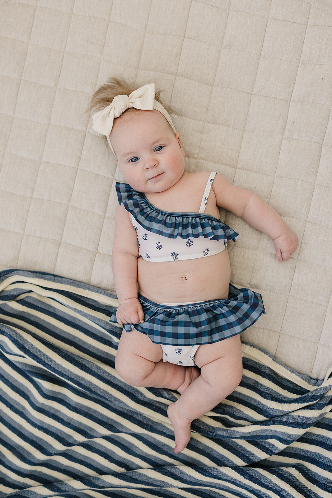 ruffle shoulder bikini set // cream berry (sizing up to 9/10y)