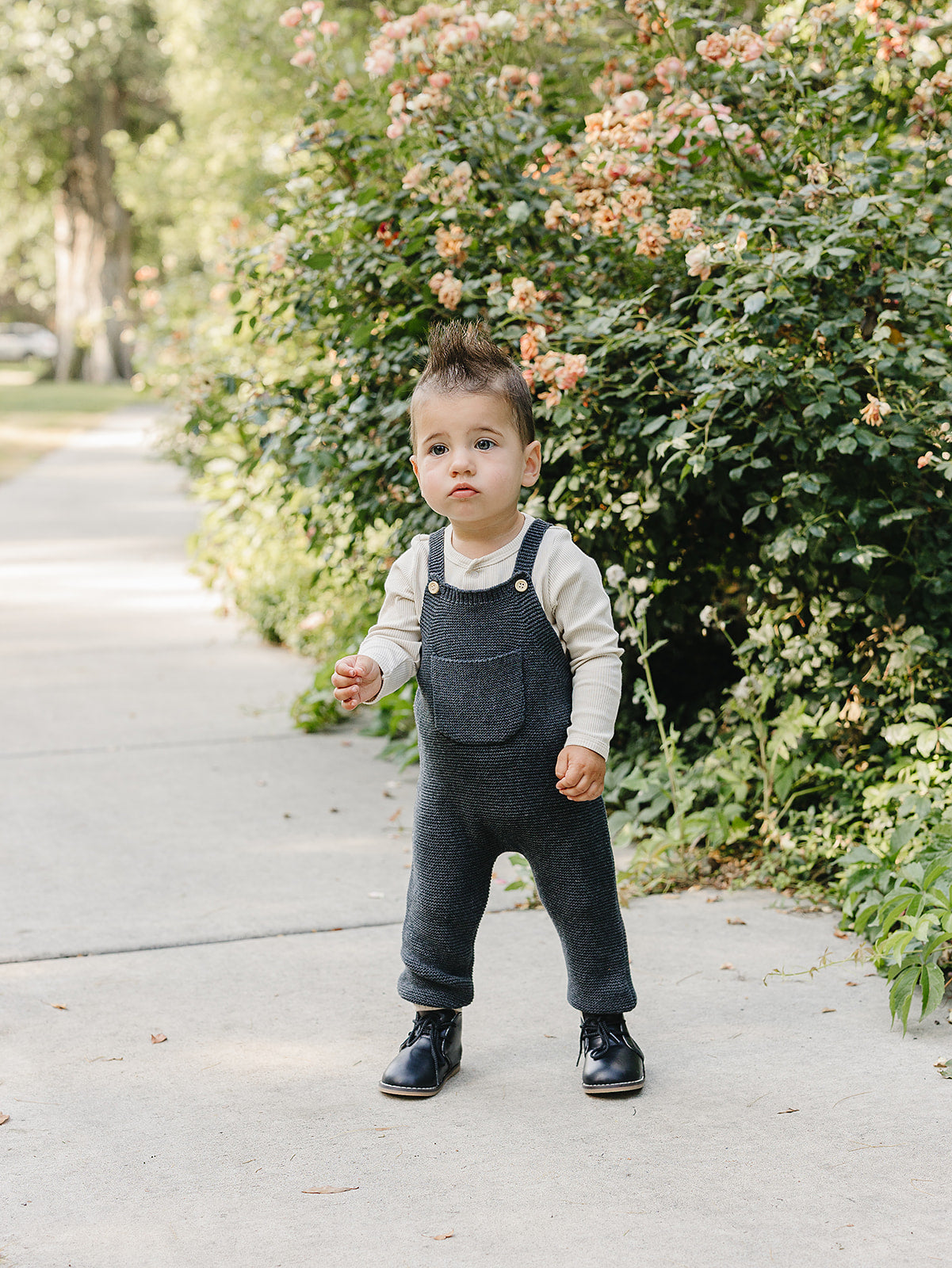 charcoal knit pocket overalls