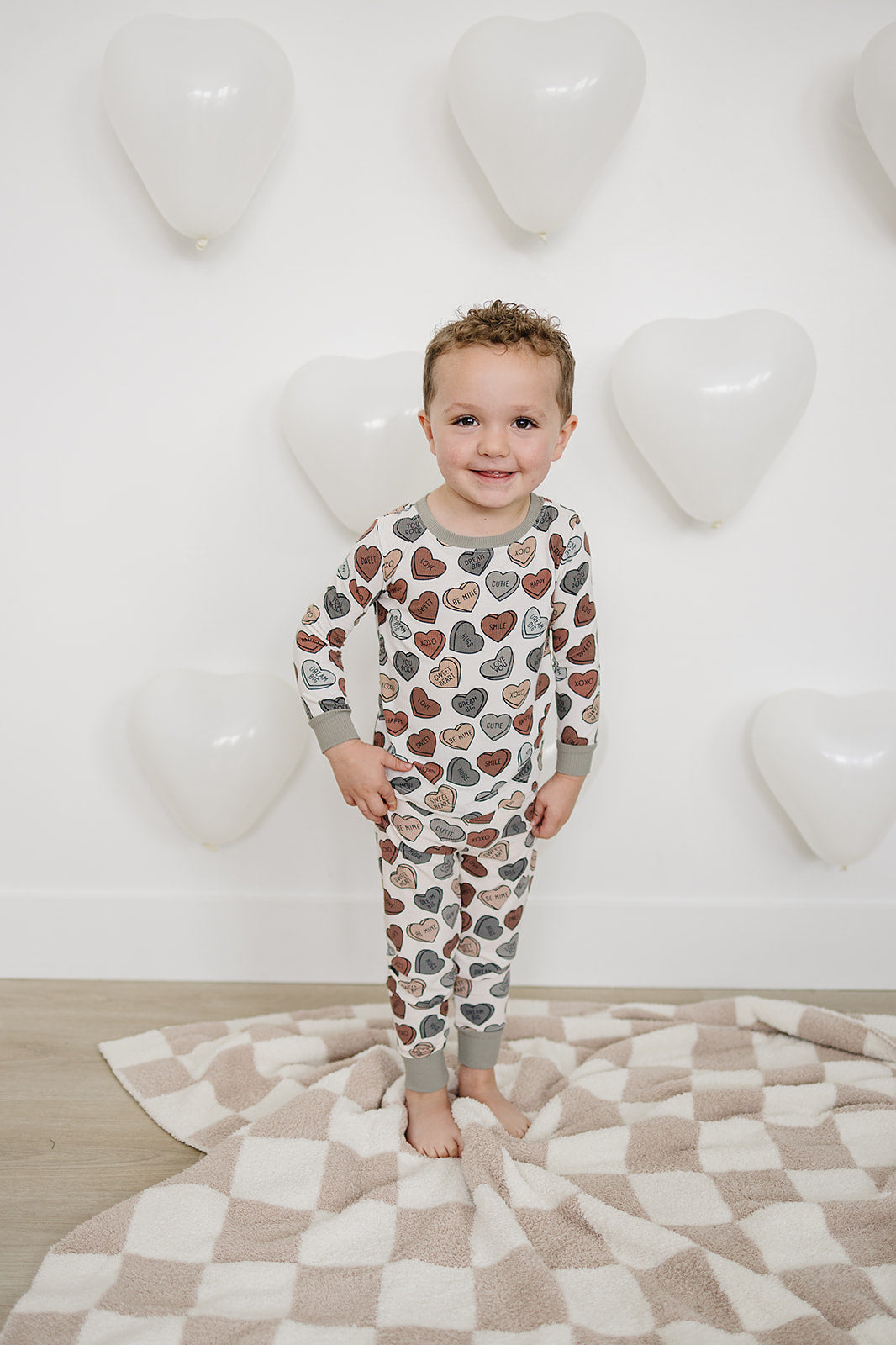 conversation hearts ribbed bamboo pajamas // LONG-SLEEVE TWO-PIECE SET