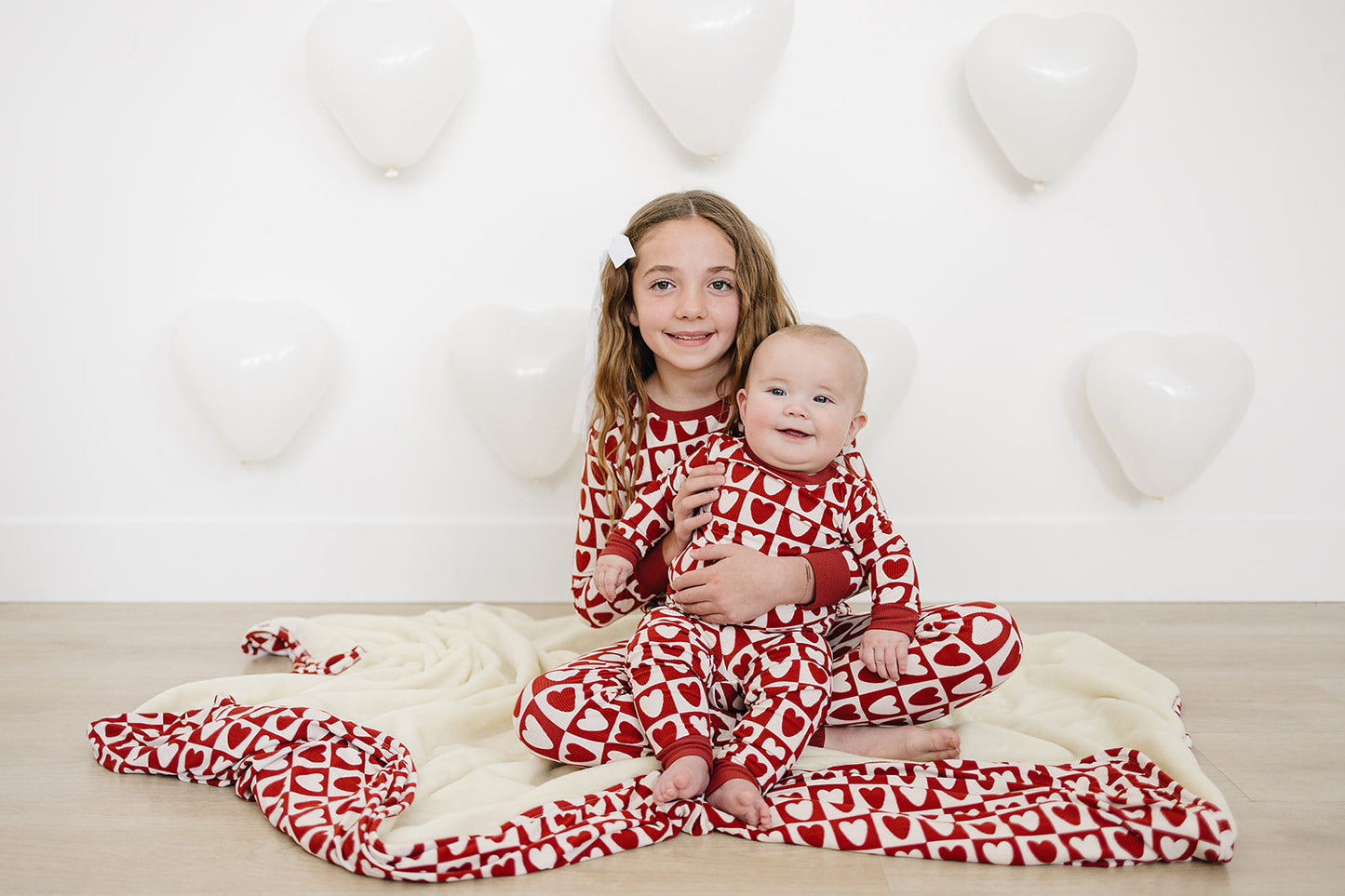 ribbed bamboo fleece quilt // checkered hearts