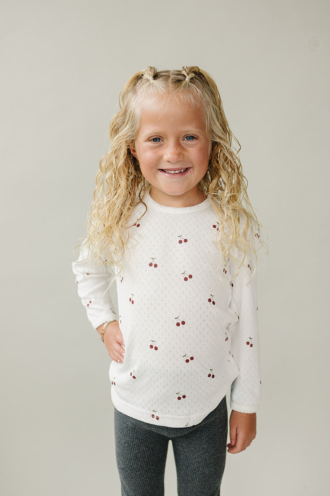 long-sleeve tee // cherry pointelle