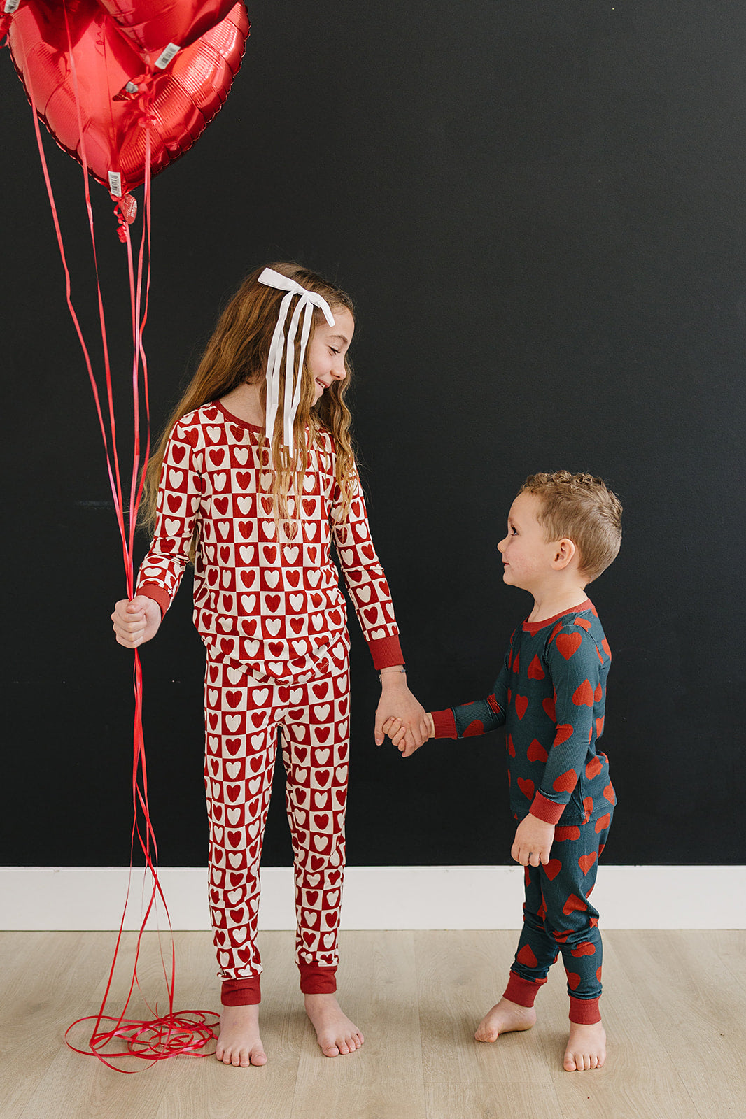 navy + red hearts ribbed bamboo pajamas // LONG-SLEEVE TWO-PIECE SET (*comes in extended sizing up to 9/10*)