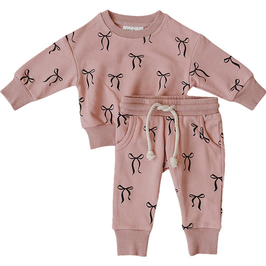 blush bows french terry set